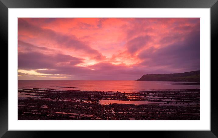 Robin Hood's Bay ~ December Sunrise Seascape Framed Mounted Print by Tim Hill