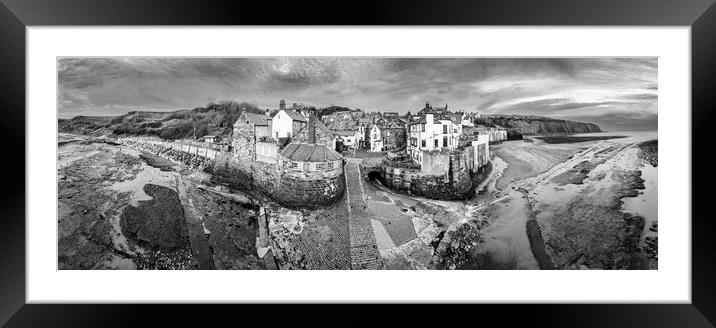 Robin Hood's Bay Black and White Panoramic Framed Mounted Print by Tim Hill