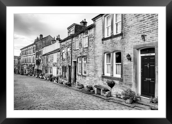 Haworth Main Street Black and White Framed Mounted Print by Tim Hill