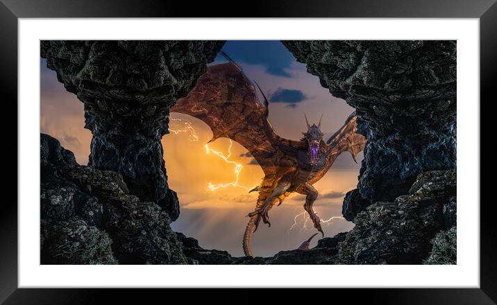 Dragon's Lair Fantasy Art Framed Mounted Print by Tim Hill