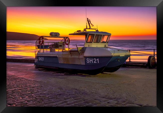Filey Boat Ramp Sunrise Framed Print by Tim Hill