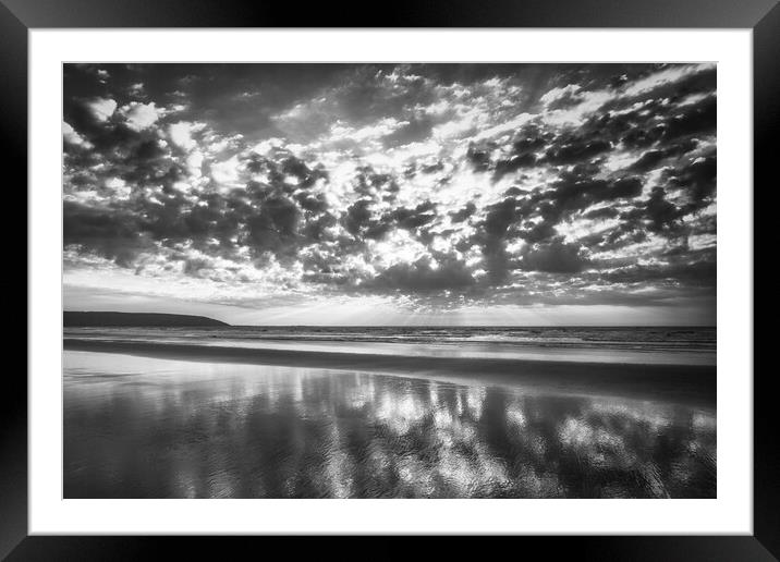 Dramatic Filey Beach Black and White Framed Mounted Print by Tim Hill