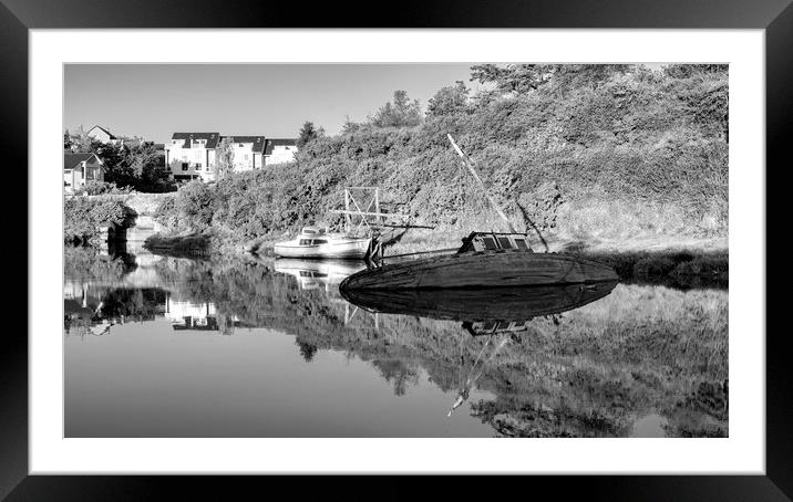 Abersoch Boat Yard Black and White Framed Mounted Print by Tim Hill