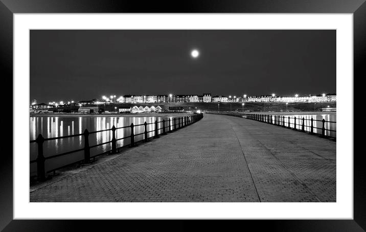 Moonset over Roker Seafront: Sunderland Framed Mounted Print by Tim Hill