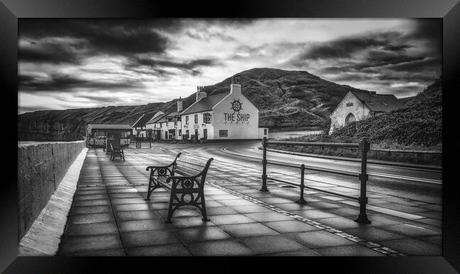  Moody Saltburn Black and White ~ The Ship Pub Framed Print by Tim Hill