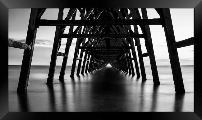 Steetley Pier Black and White Framed Print by Tim Hill