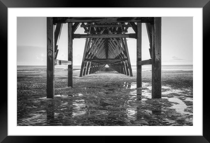 Steetley Pier Black and White Framed Mounted Print by Tim Hill