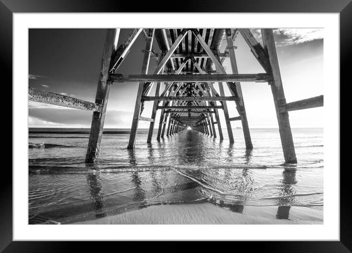 Steetley Pier Black and White Framed Mounted Print by Tim Hill