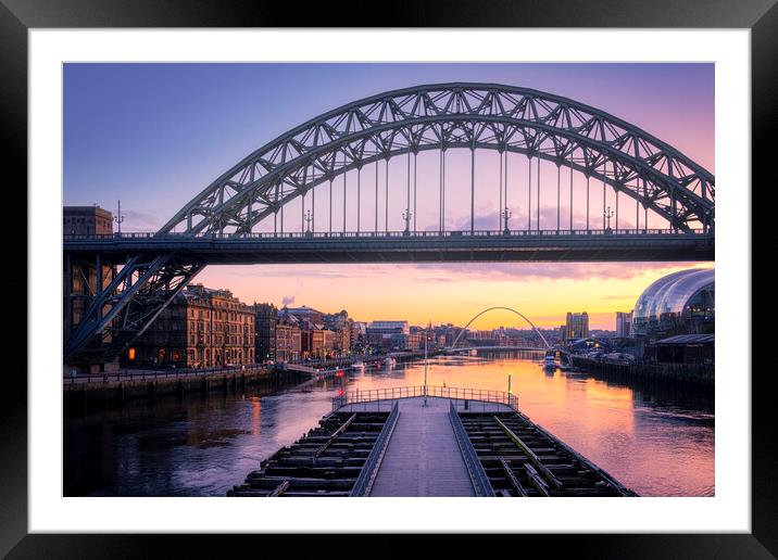 Sunrise over River Tyne - Newcastle & Gateshead Framed Mounted Print by Tim Hill