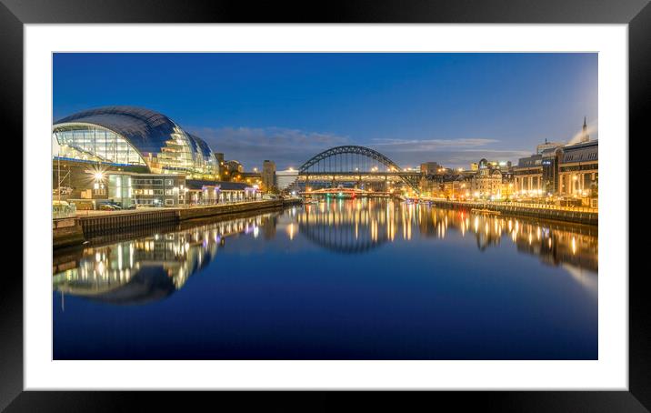 River Tyne Reflections Newcastle and Gateshead Framed Mounted Print by Tim Hill