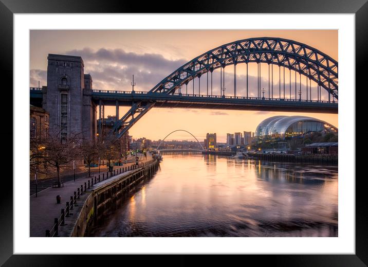 Newcastle Quayside at Sunrise Framed Mounted Print by Tim Hill