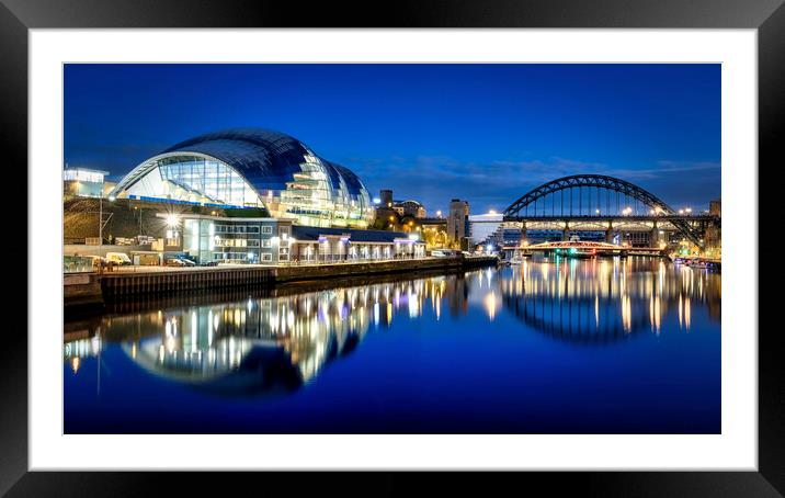 River Tyne Reflections Newcastle and Gateshead Framed Mounted Print by Tim Hill