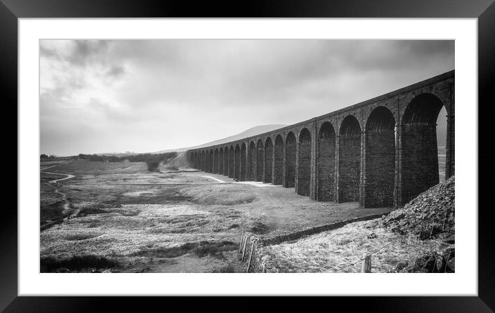 Ribblehead Viaduct Monochrome Framed Mounted Print by Tim Hill