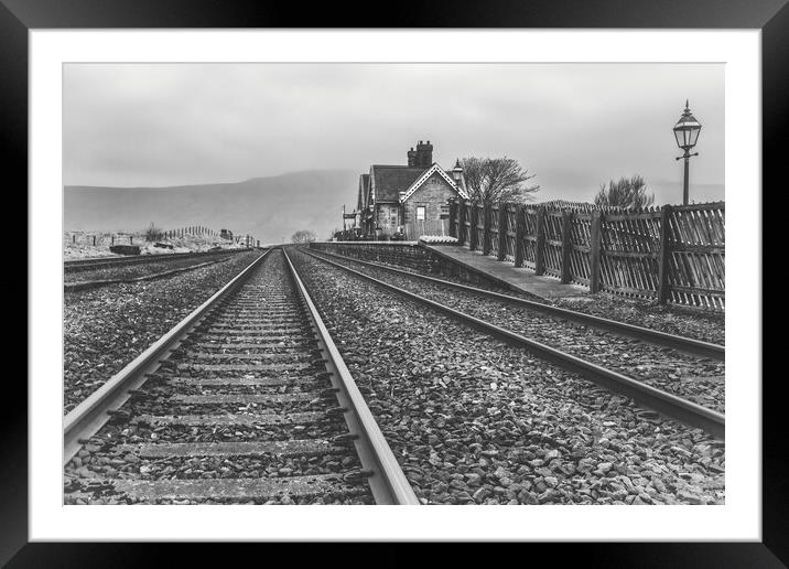 Ribblehead Station Monochrome Framed Mounted Print by Tim Hill
