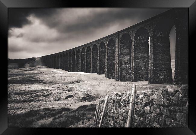 Ribblehead Viaduct Black and White Framed Print by Tim Hill