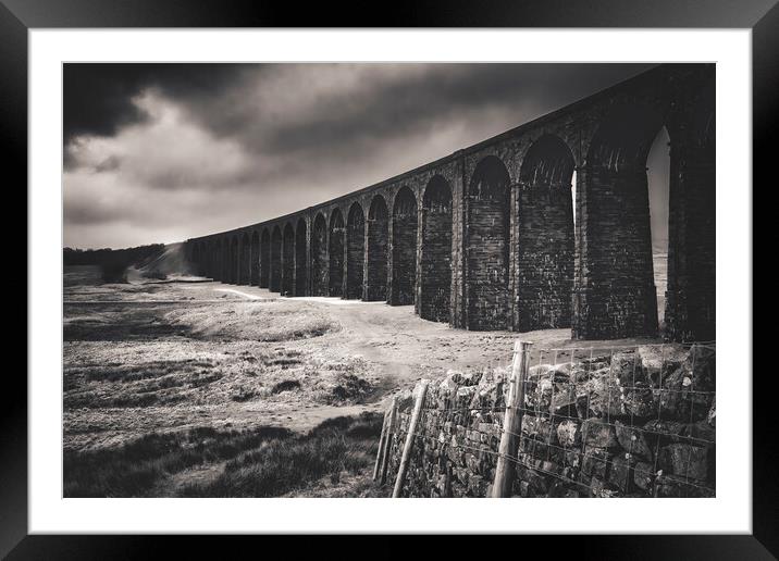 Ribblehead Viaduct Black and White Framed Mounted Print by Tim Hill
