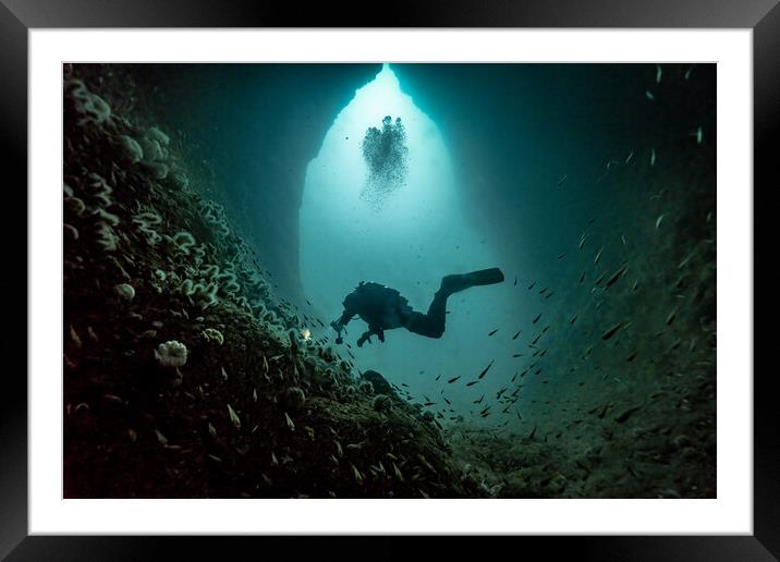 Submarine Cave Scottish Outliers Framed Mounted Print by Peter Bardsley
