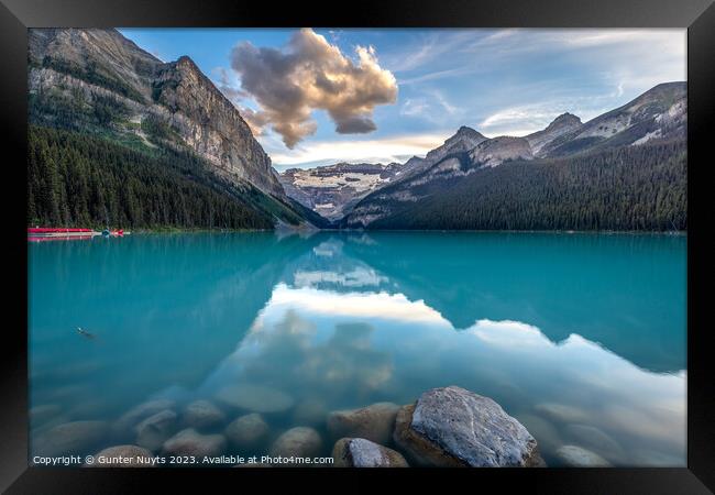 Lake Louise in the evening Framed Print by Gunter Nuyts