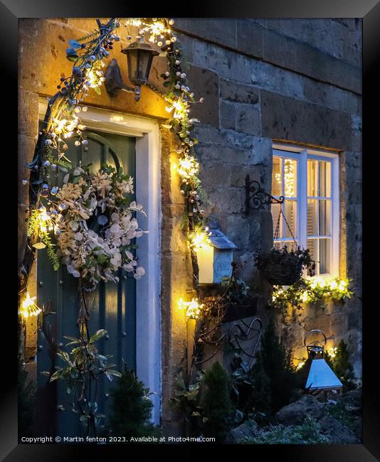 Christmas cottage window Framed Print by Martin fenton