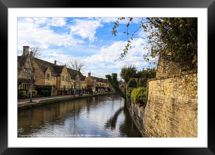 Bourton on the water river reflections Framed Mounted Print by Martin fenton