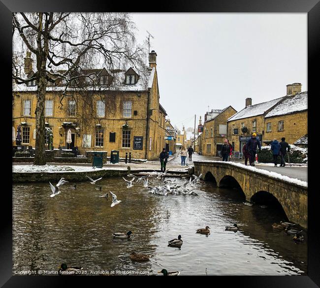 Seagulls in Bourton on the water Framed Print by Martin fenton