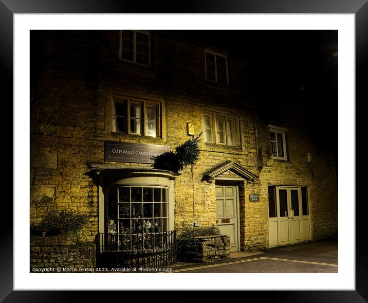Bourton on the water nighttime shop Framed Mounted Print by Martin fenton