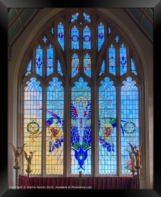 Stained glass window in St Peter and St Paul church Northleach Framed Print by Martin fenton