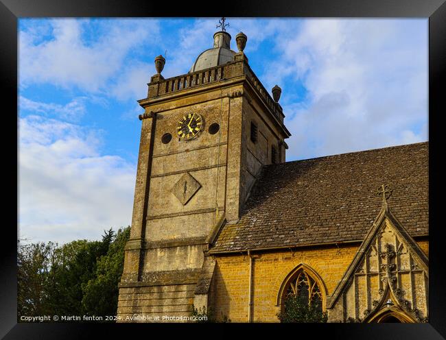 Bourton on the water spectacular  church tower  Framed Print by Martin fenton