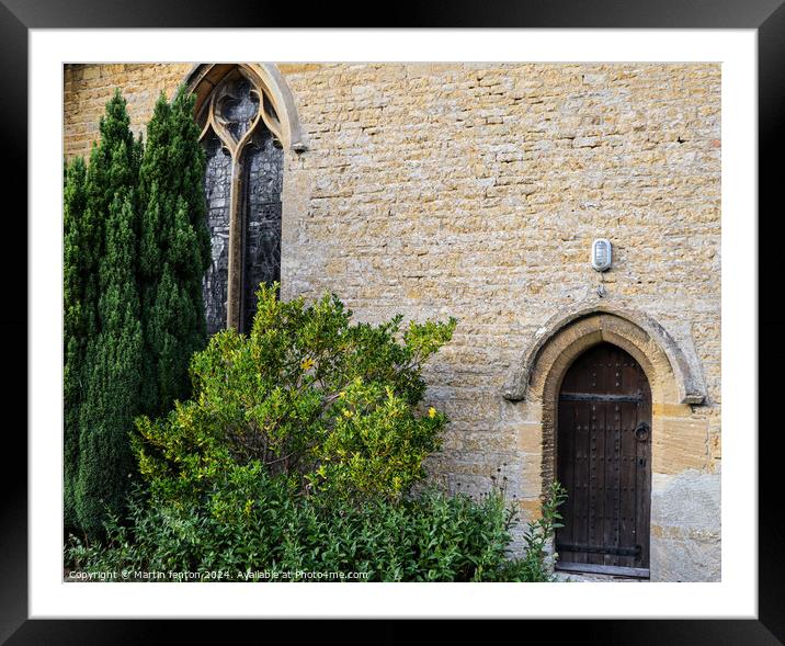 St Lawrence church Bourton on the water.  Classic English church architecture  Framed Mounted Print by Martin fenton