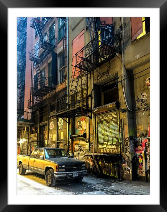 Pickup street scene Framed Mounted Print by Martin fenton