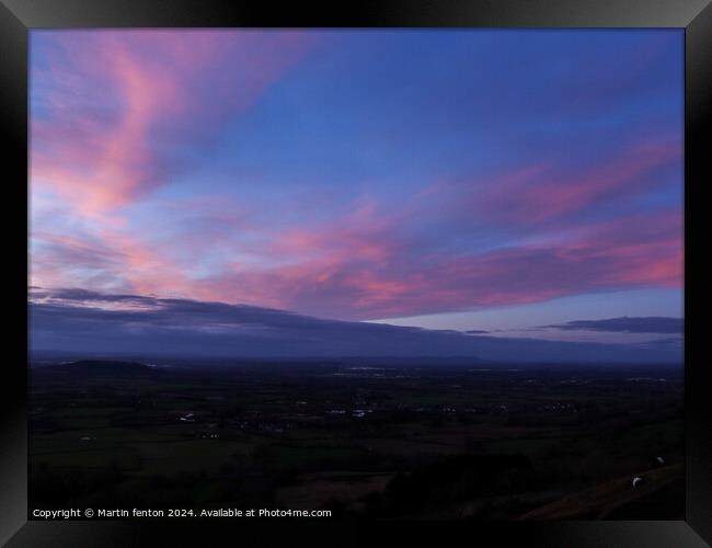 Clouds on fire Framed Print by Martin fenton