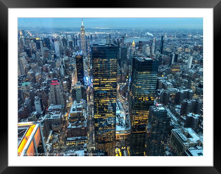 Manhattan New York lights Framed Mounted Print by Martin fenton