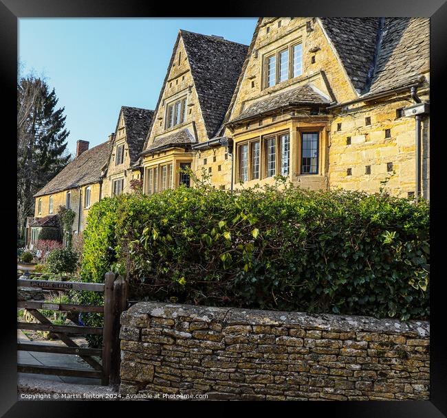 Cotswold stone cottages Bourton on the water  Framed Print by Martin fenton