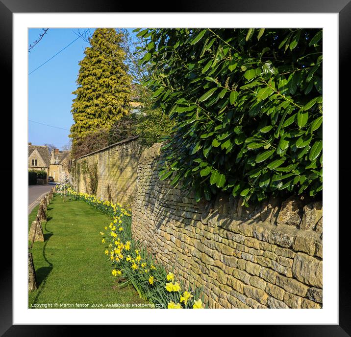 Springtime in Bourton on the water  Framed Mounted Print by Martin fenton