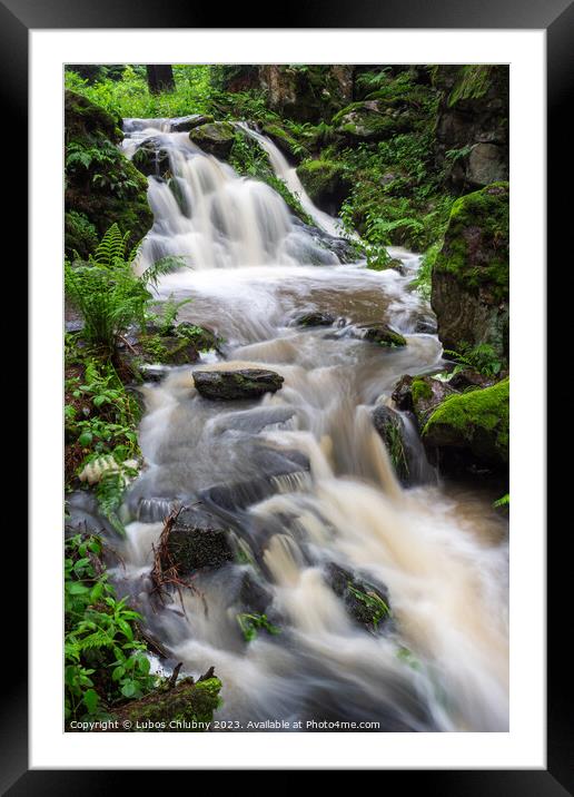 Waterfall, wild river Doubrava in Czech Republic. Valley Doubrava near Chotebor. Framed Mounted Print by Lubos Chlubny