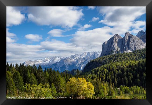 Panoramic view of the famous peaks of the Dolomites, Belluno Pro Framed Print by Lubos Chlubny