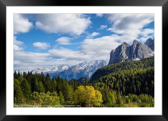 Panoramic view of the famous peaks of the Dolomites, Belluno Pro Framed Mounted Print by Lubos Chlubny