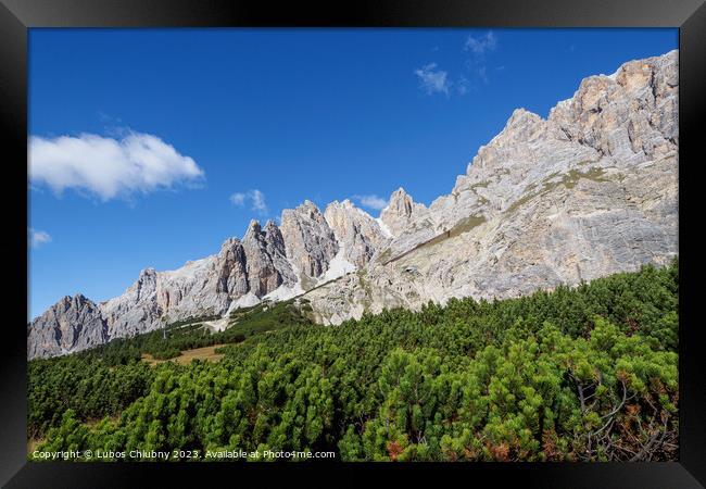 Panoramic view of the famous peaks of the Dolomites, Belluno Pro Framed Print by Lubos Chlubny