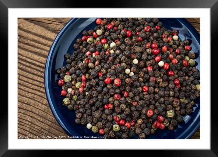 Multicolored pepper corns, mix of colorful grains Framed Mounted Print by Lubos Chlubny