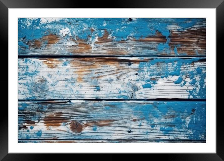 Wooden rustic background with peeled red paint. Generative AI Framed Mounted Print by Lubos Chlubny