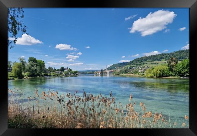 Scenic view of the Rhine River in Stein Am Rhein, Schaffhausen, Switzerland Framed Print by Irena Chlubna