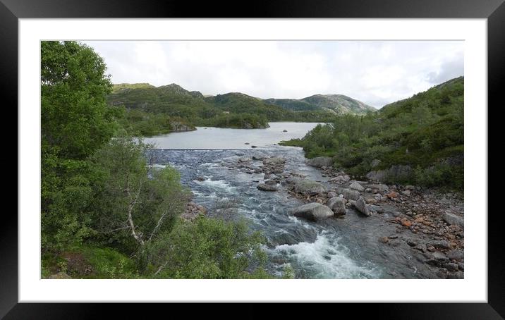 Mountainous landscape and fjord, Norway Framed Mounted Print by Irena Chlubna