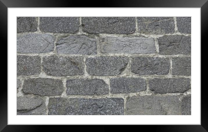 Detail of a stone wall with different size of rocks. Framed Mounted Print by Irena Chlubna