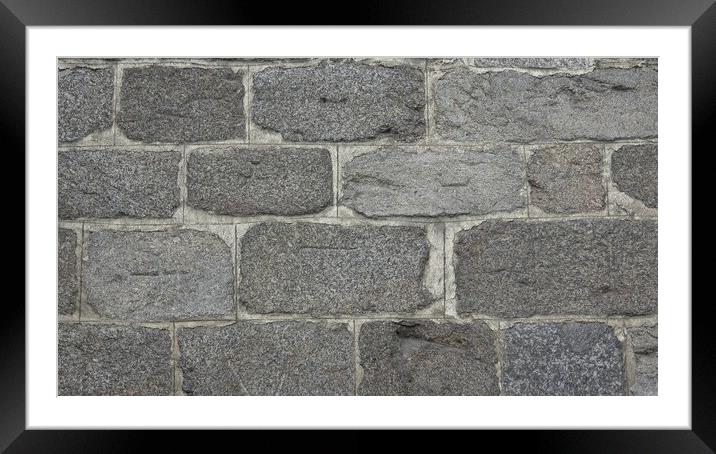 Detail of a stone wall with different size of rocks. Framed Mounted Print by Irena Chlubna