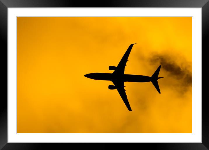 Aircraft Passenger take off  shot at sunset time  Framed Mounted Print by nuttapong wannavijid