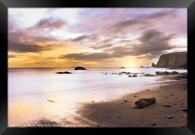 Serene Sunrise at Milldown Bay Framed Print by Steven King