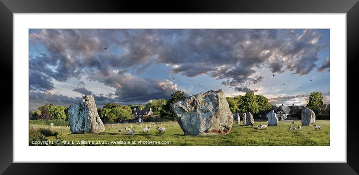 The Incredible Neolithic Standing Stone Circle of Avebury Framed Mounted Print by Paul E Williams