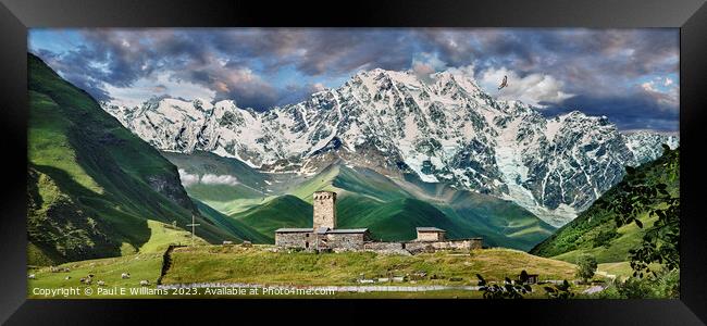 The  Remote Medieval Ushguli Monastery in the High Caucasus  Framed Print by Paul E Williams