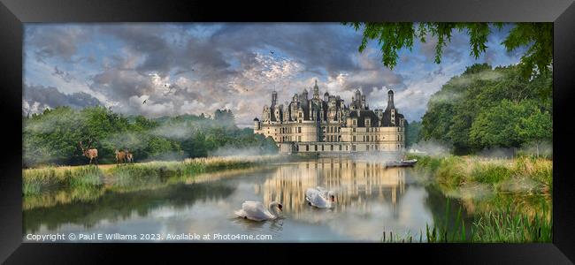 The impressive iconic Chateau de Chambord in early morning mist Framed Print by Paul E Williams