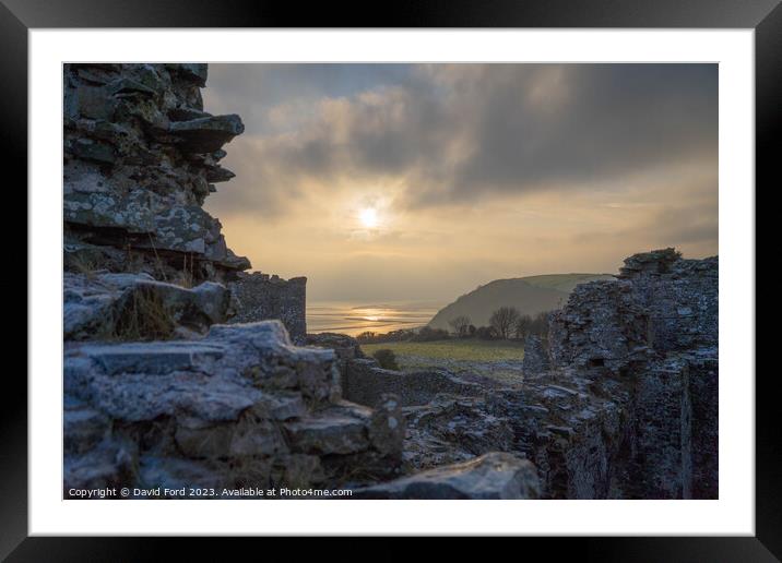 Castle Ruin with a view Framed Mounted Print by David Ford